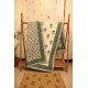 Green Flower Block Printed Quilt Single Bed