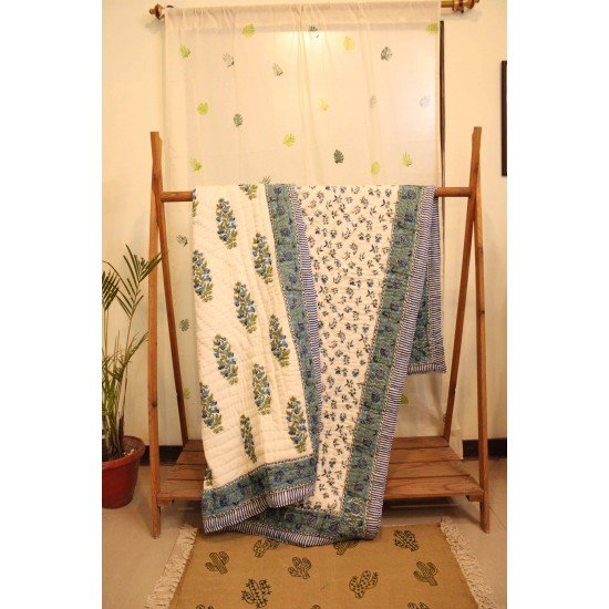 Orchid Block Printed Quilt Single Bed