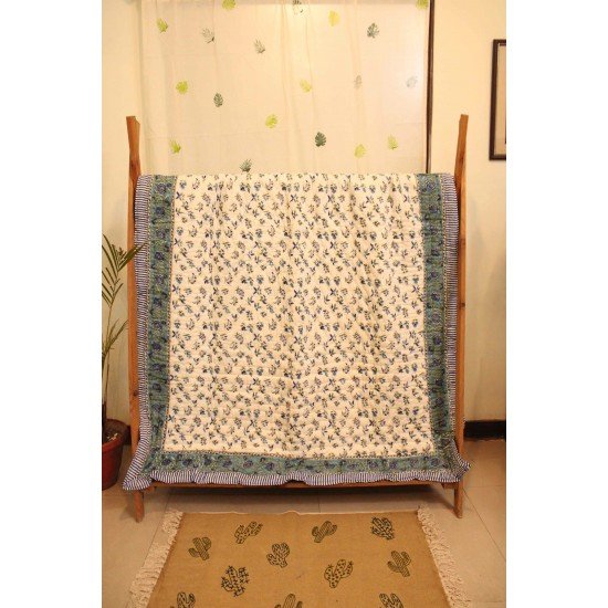 Orchid Block Printed Quilt Single Bed