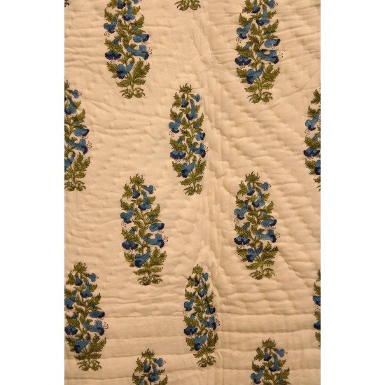 Orchid Block Printed Quilt Single Bed