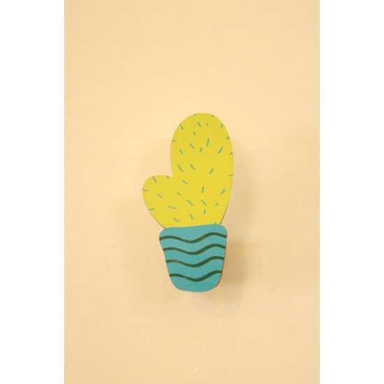 Yellow Pot Cactus Wall Hook