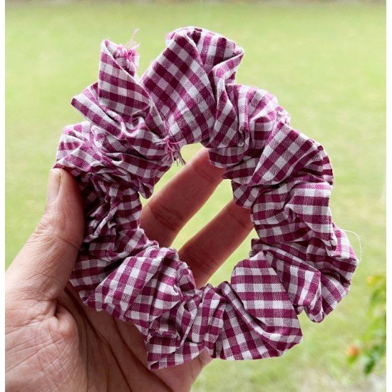 Purple Gingham Scrunchie