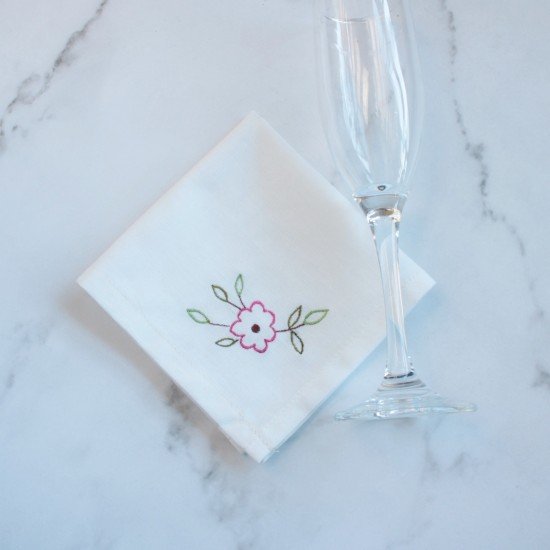 Embroidered Flower Napkins  (set of 6)